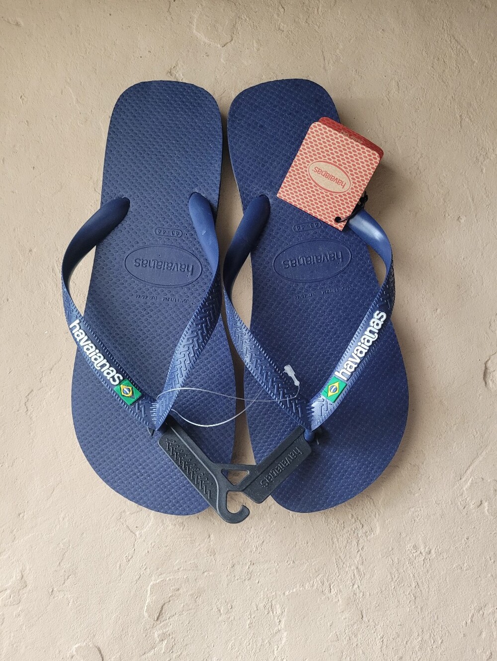 Havaianas Navy Blue Men's Brazil Logo Flip Flops Size 11/12M New